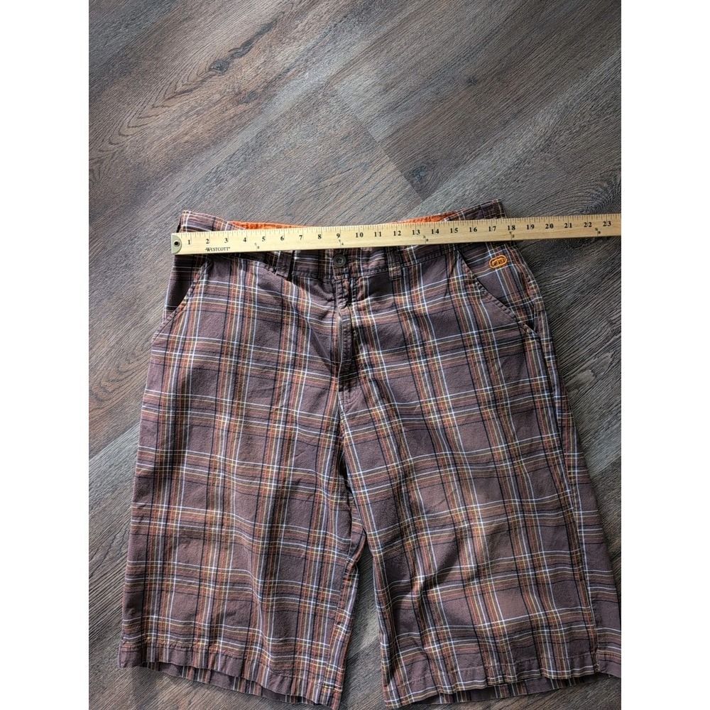 Ecko Unltd Men's Shorts Orange Brown Sz 36 Plaid Bermuda Cotton 11" Outdoor - Picture 8 of 16